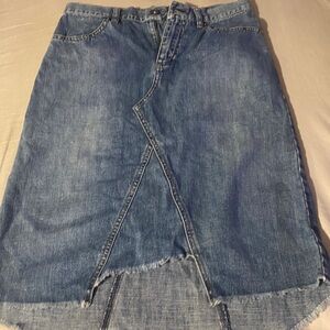Classic Blue Denim Skirt with Front Slit